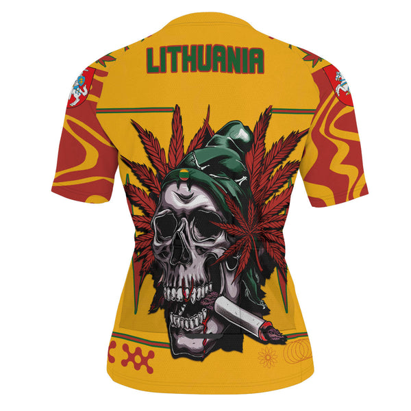 Lithuania Men's Cycling Jersey Flag & Coat Of Arms Marijuanas Style