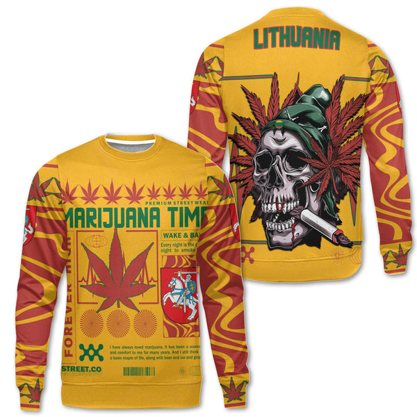 Lithuania Sweatshirt Flag & Coat Of Arms Marijuanas Style