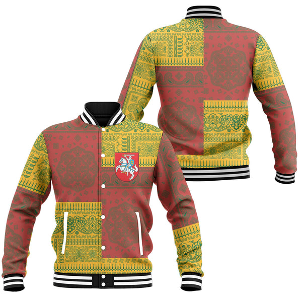 Lithuania Baseball Jacket Flag And Paisley Basic Style 1