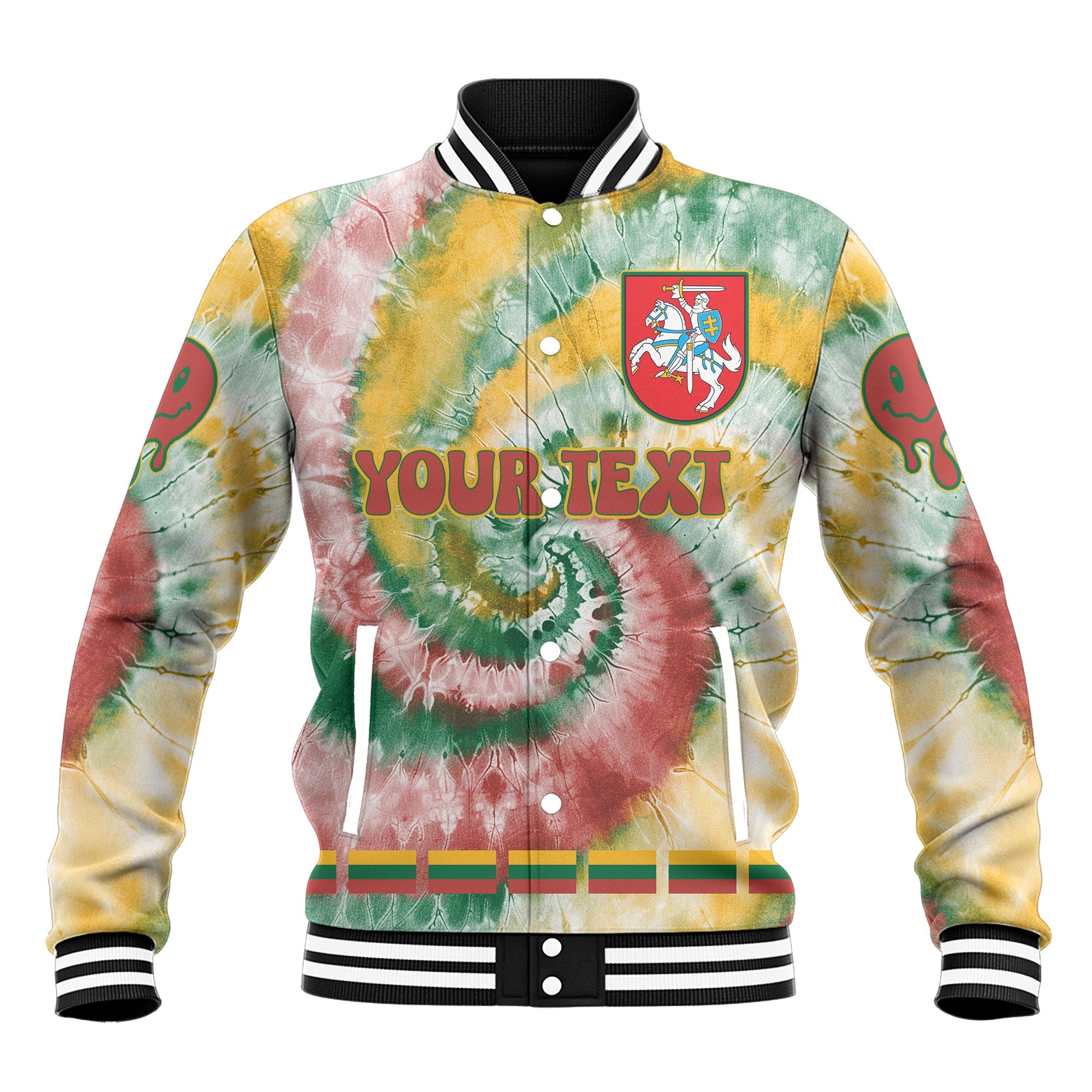 Lithuania Baseball Jacket Custom Tie Dye Style 2