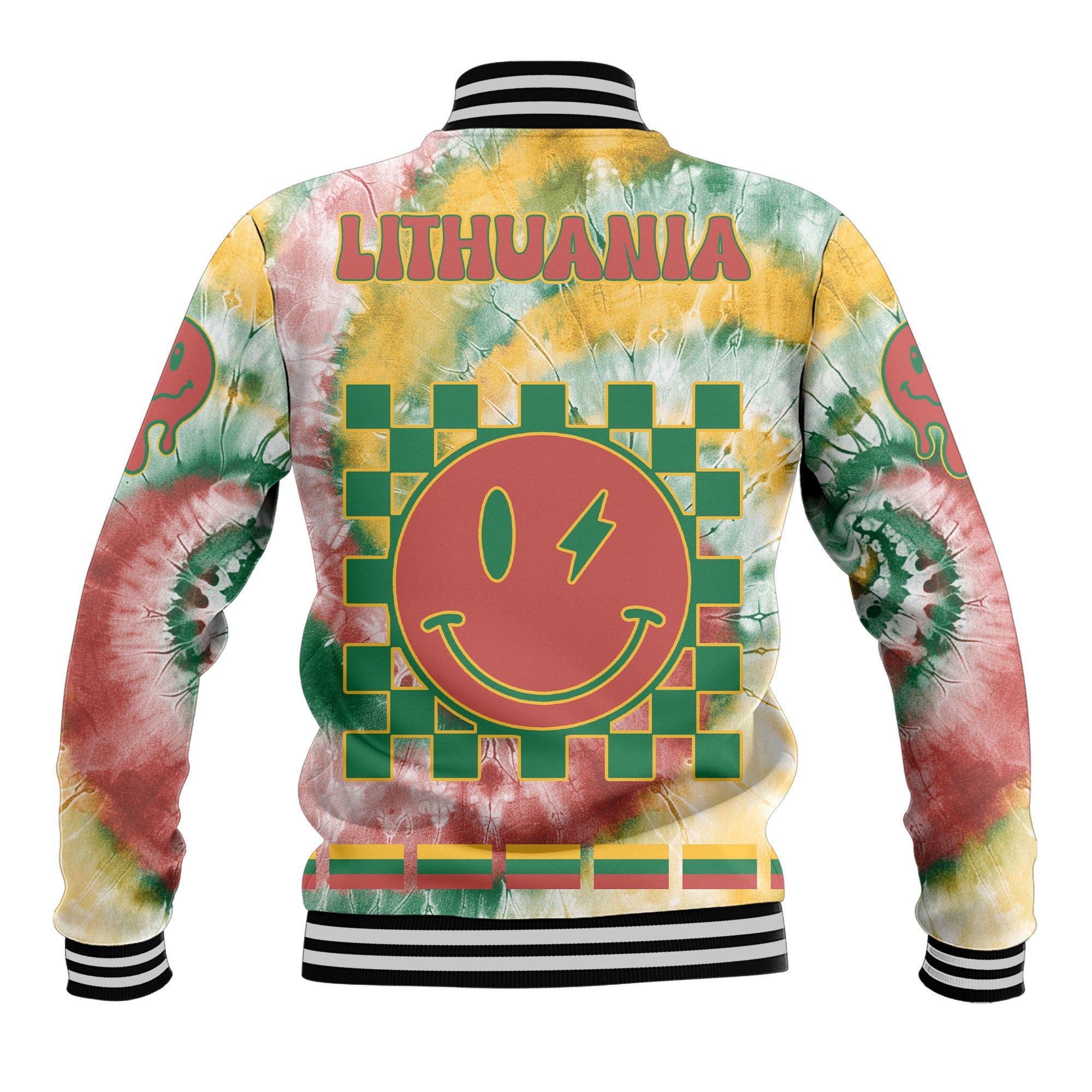 Lithuania Baseball Jacket Custom Tie Dye Style 3