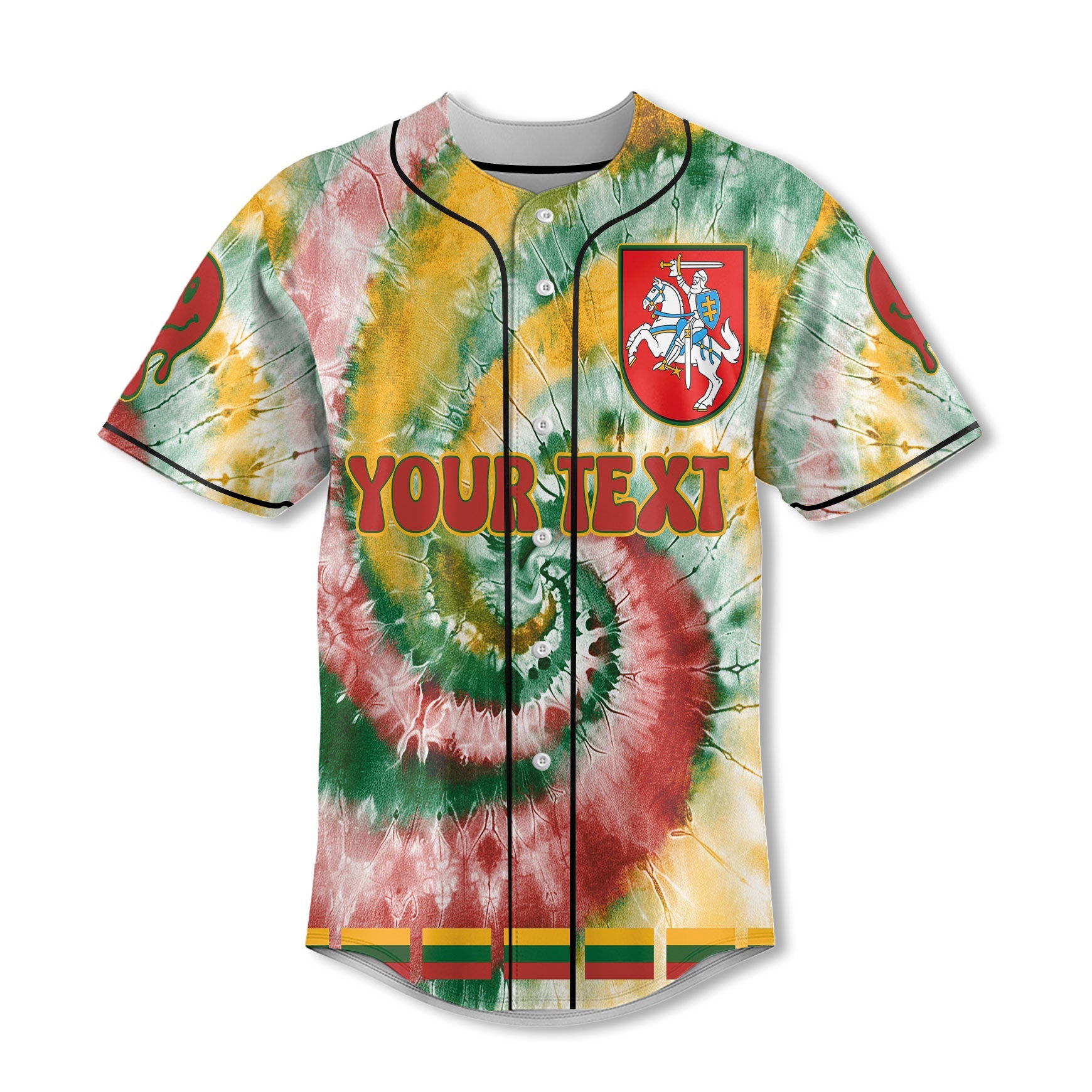 Lithuania Baseball Jersey Custom Tie Dye Style 2