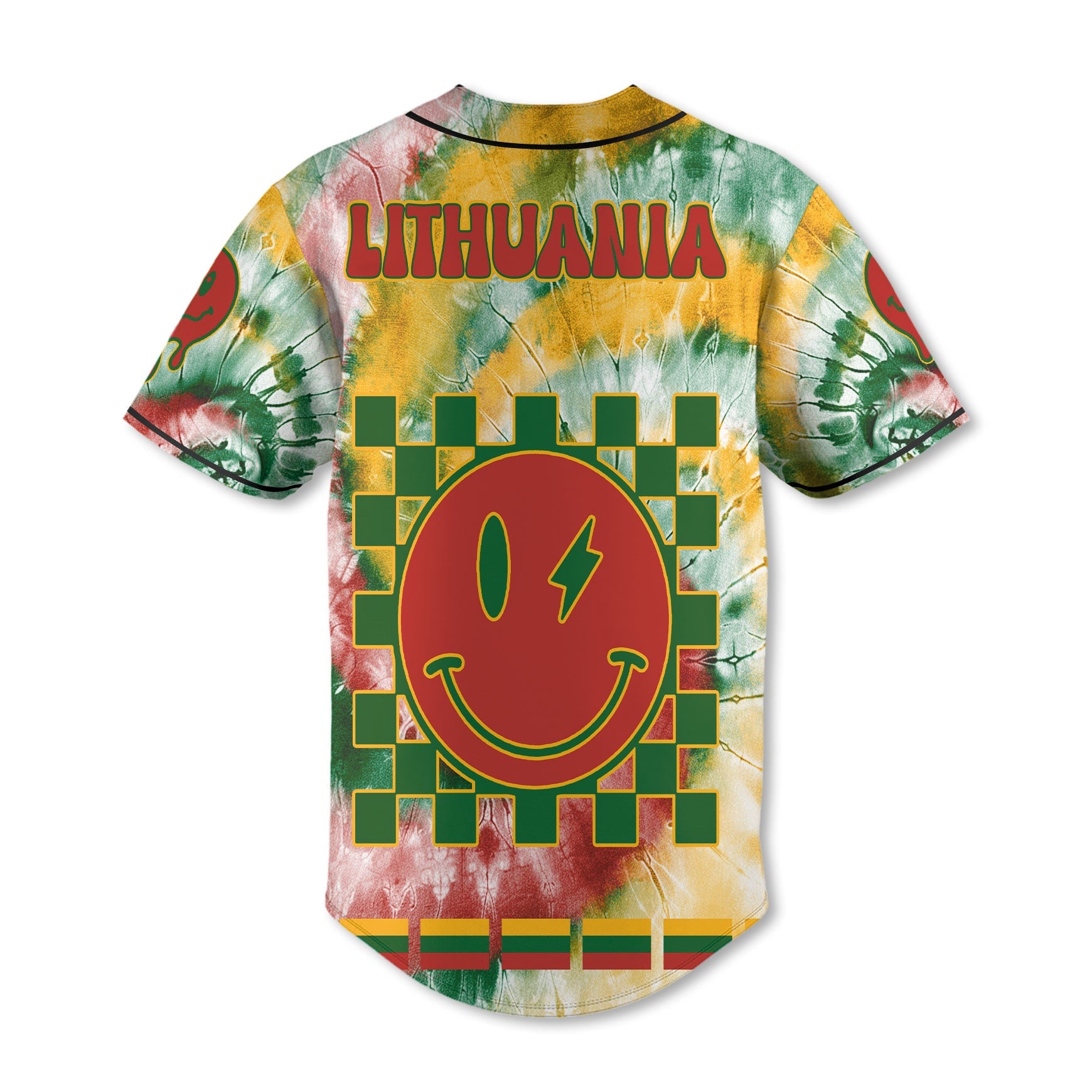 Lithuania Baseball Jersey Custom Tie Dye Style 3