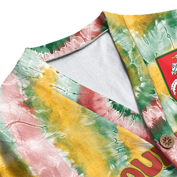 Lithuania Fleece Cardigan Custom Tie Dye Style 1