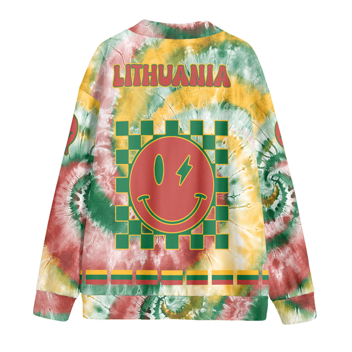 Lithuania Fleece Cardigan Custom Tie Dye Style 2