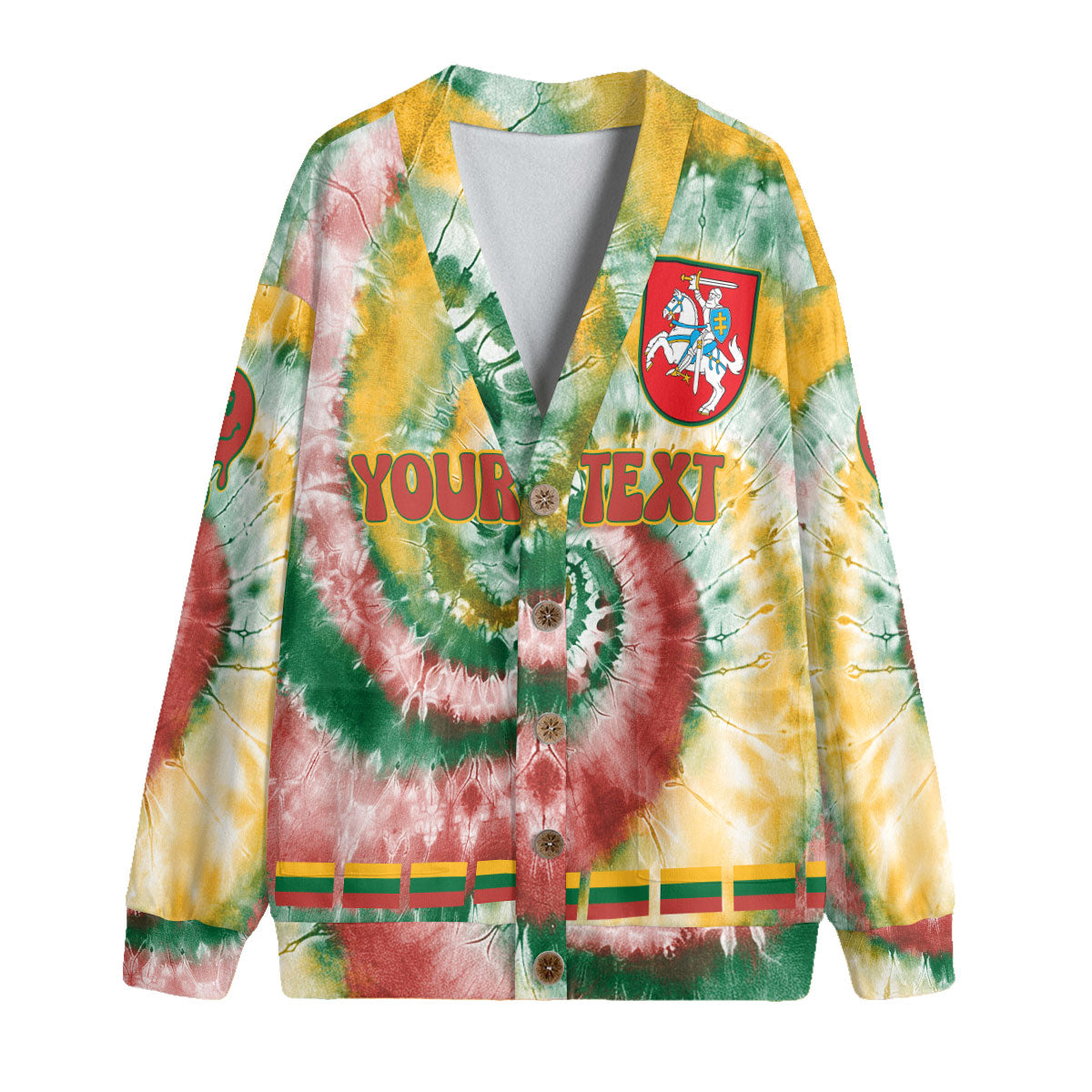 Lithuania Fleece Cardigan Custom Tie Dye Style 4