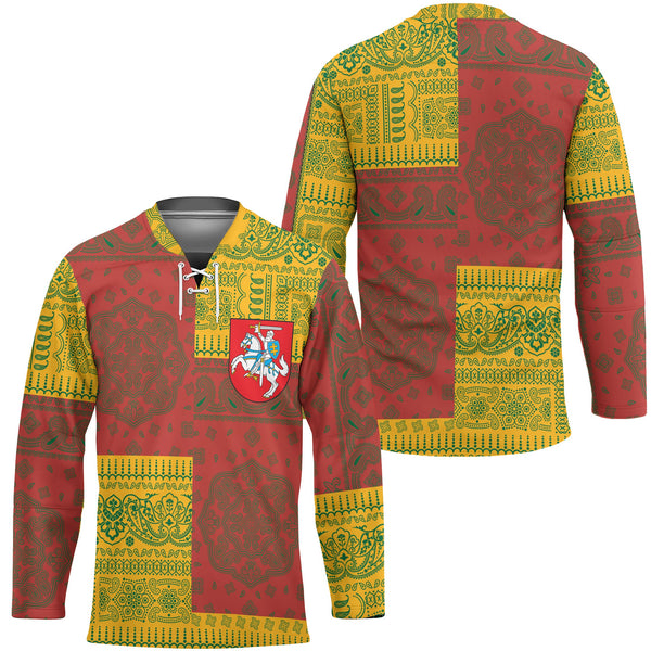 Lithuania Hockey Jersey Flag And Paisley Basic Style 1