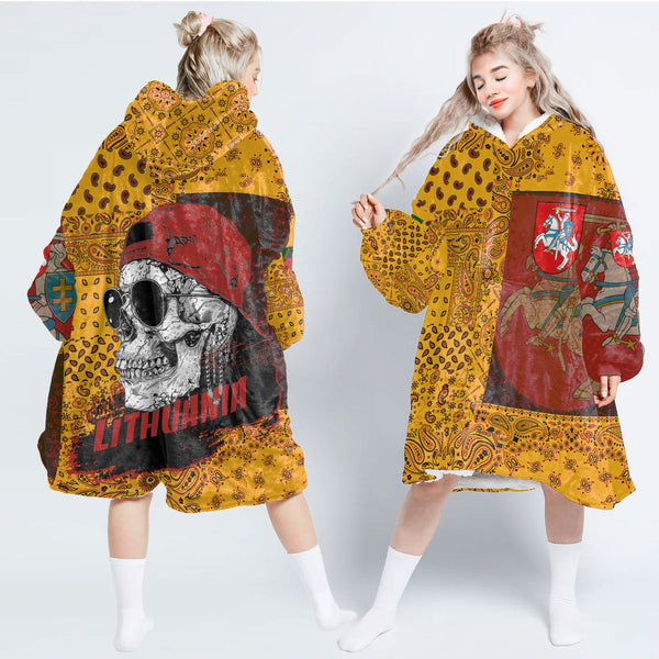 Lithuania Hoodie Blanket Paisley Flag And Skull Style 1