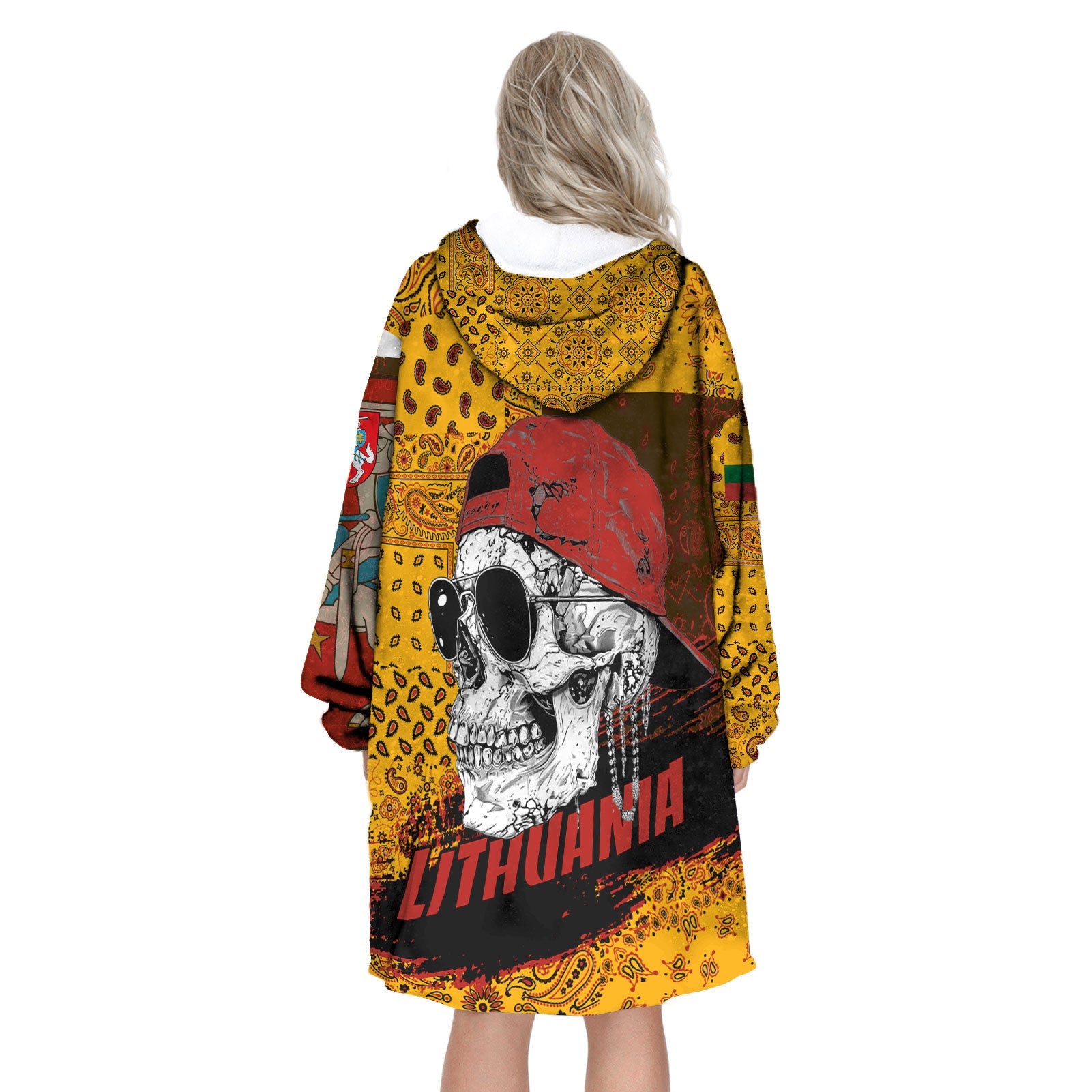 Lithuania Hoodie Blanket Paisley Flag And Skull Style 3