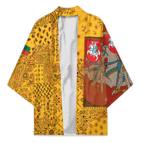 Lithuania Kimono Paisley Flag And Skull Style 1