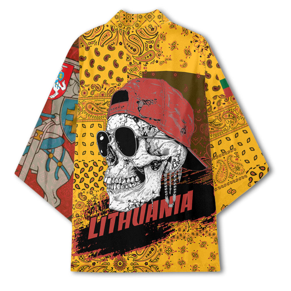 Lithuania Kimono Paisley Flag And Skull Style 3