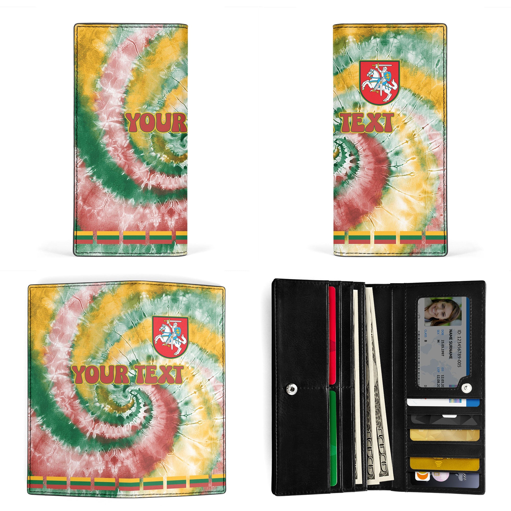 Lithuania Leather Wallet Custom Tie Dye Style 3