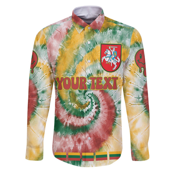 Lithuania Long Sleeve Button Shirt Custom Tie Dye Style 1