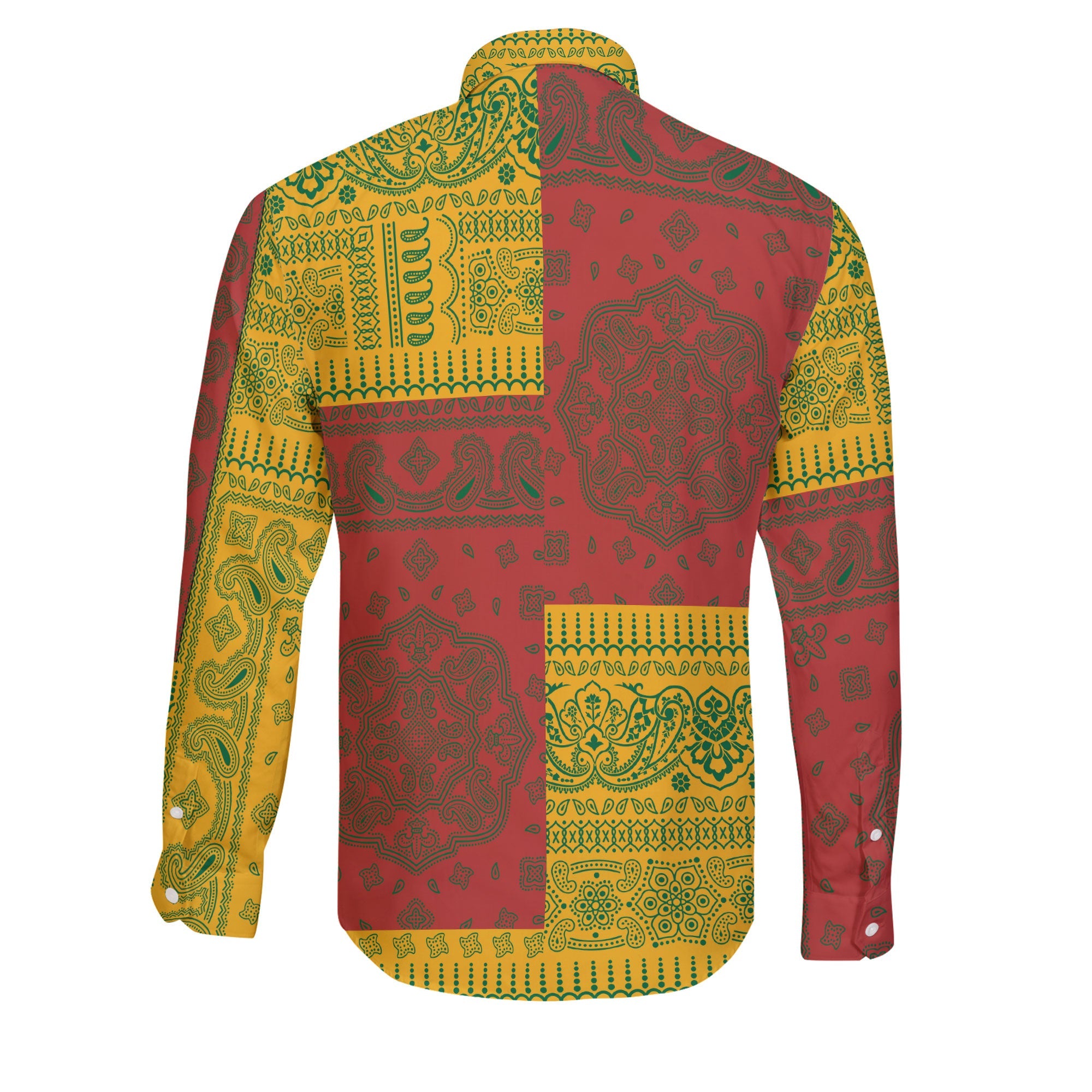 Lithuania Long Sleeve Button Shirt Flag And Paisley Basic Style 2