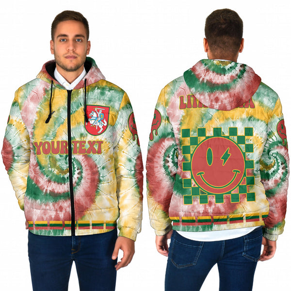 Lithuania Men Hooded Padded Jacket Custom Tie Dye Style 1