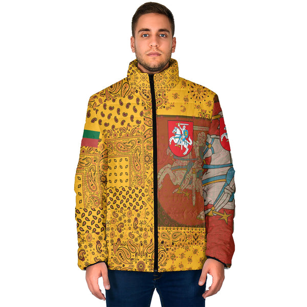 Lithuania Men Padded Jacket Paisley Flag And Skull Style 1