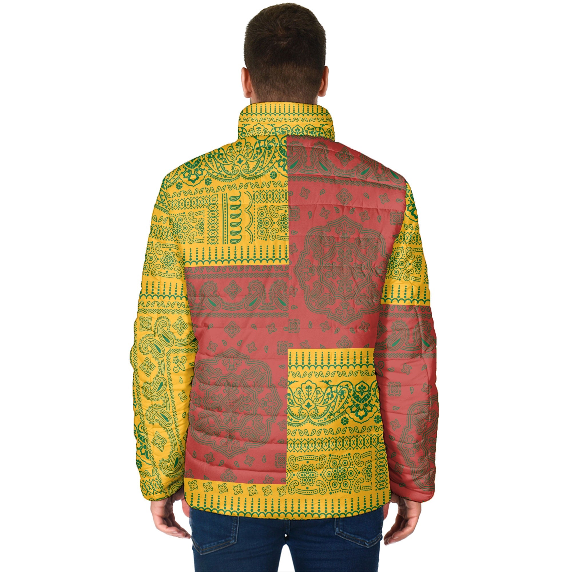 Lithuania Men Padded Jacket Flag And Paisley Basic Style 2