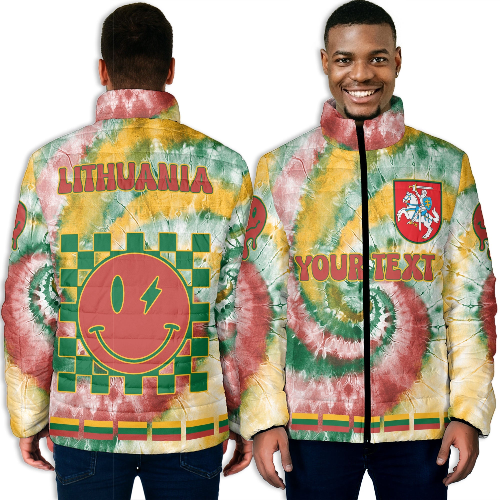 Lithuania Men Padded Jacket Custom Tie Dye Style 3