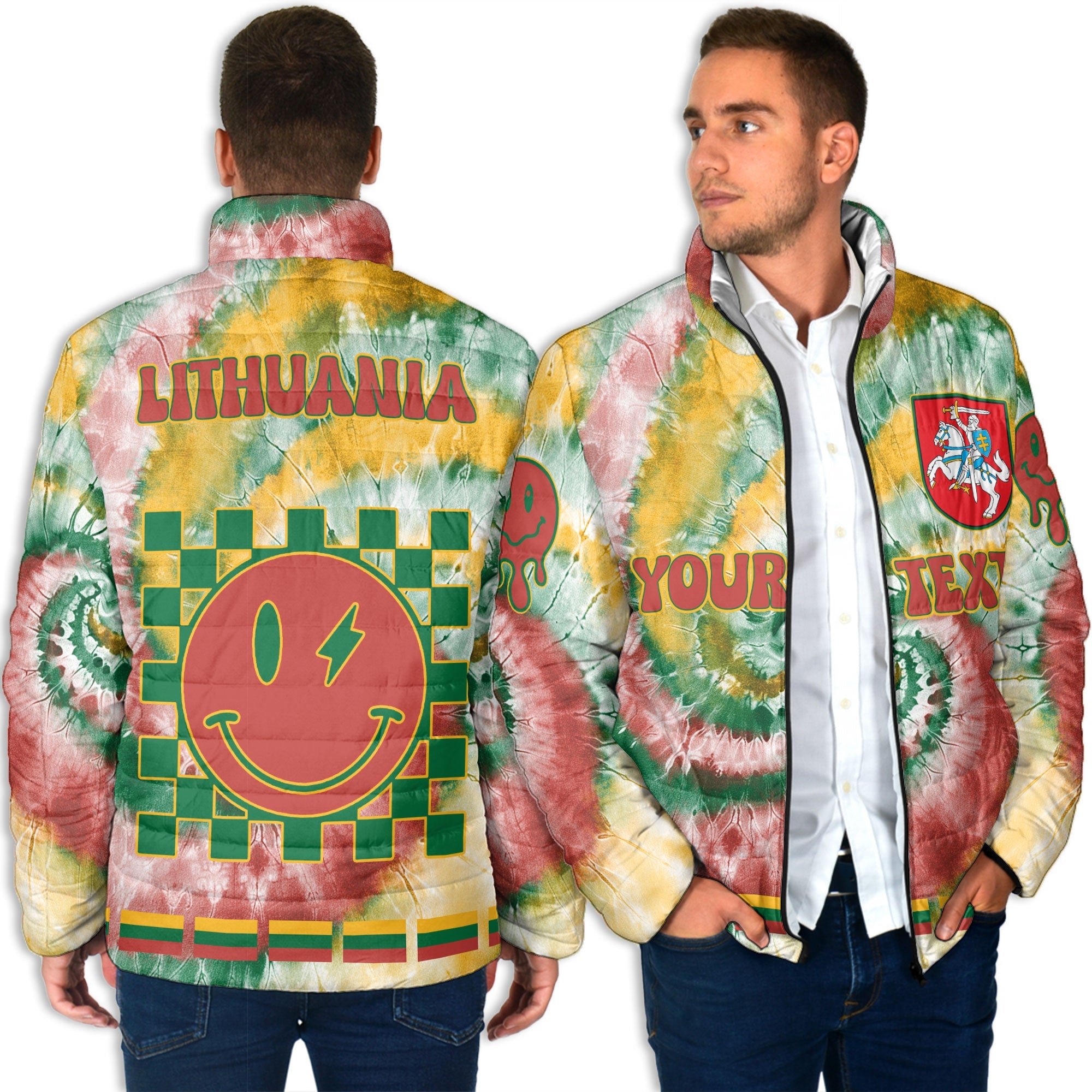 Lithuania Men Padded Jacket Custom Tie Dye Style 4