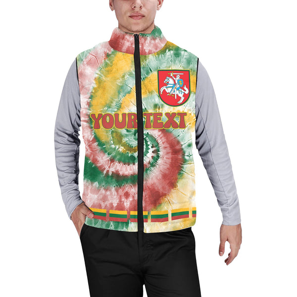 Lithuania Men Padded Jacket Vest Custom Tie Dye Style 1