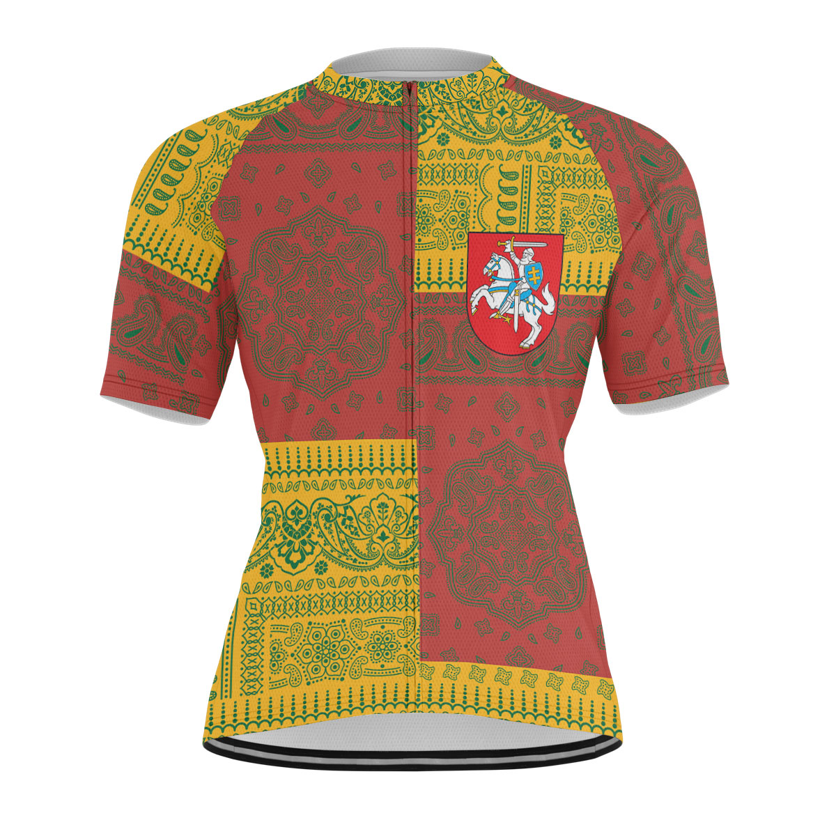 Lithuania Men Cycling Jersey Flag And Paisley Basic Style 1