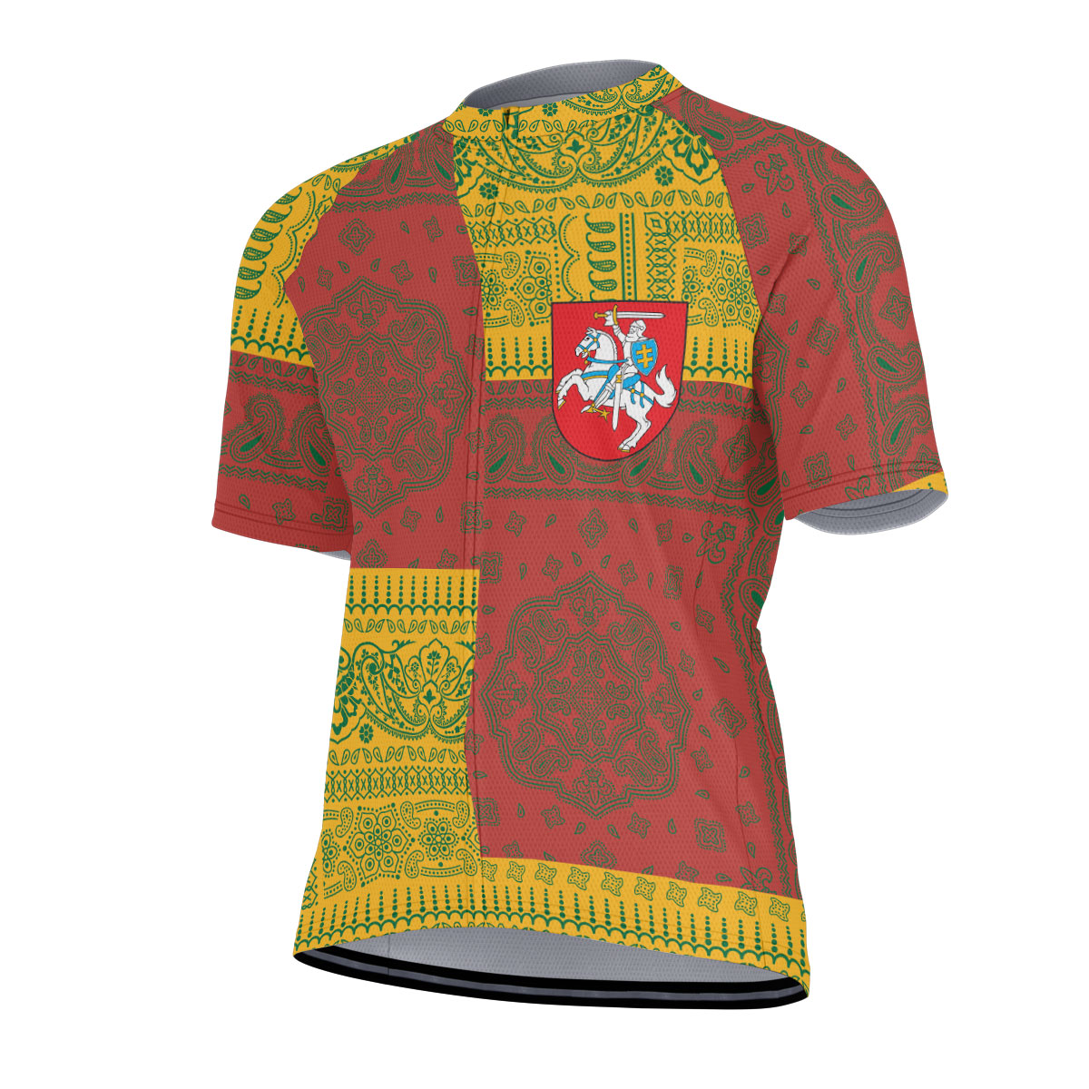 Lithuania Men Cycling Jersey Flag And Paisley Basic Style 2