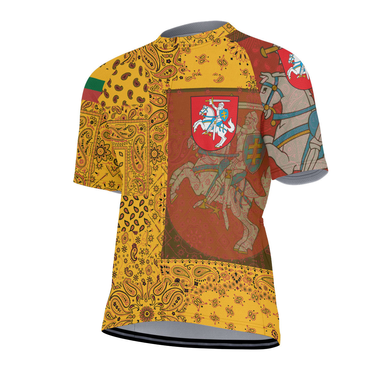 Lithuania Men Cycling Jersey Paisley Flag And Skull Style 2