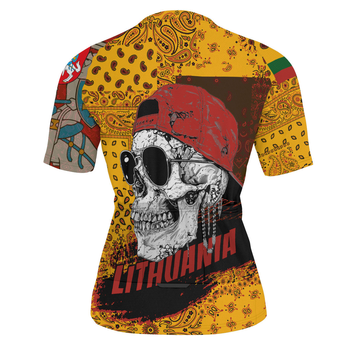 Lithuania Men Cycling Jersey Paisley Flag And Skull Style 3