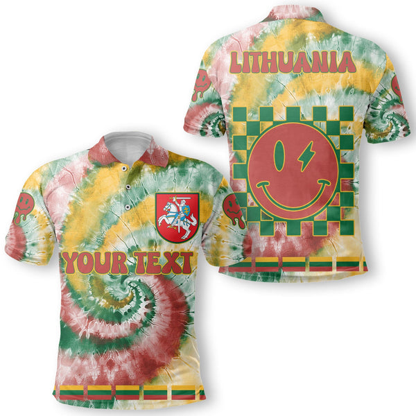 Lithuania Polo Shirt Custom Tie Dye Style 1