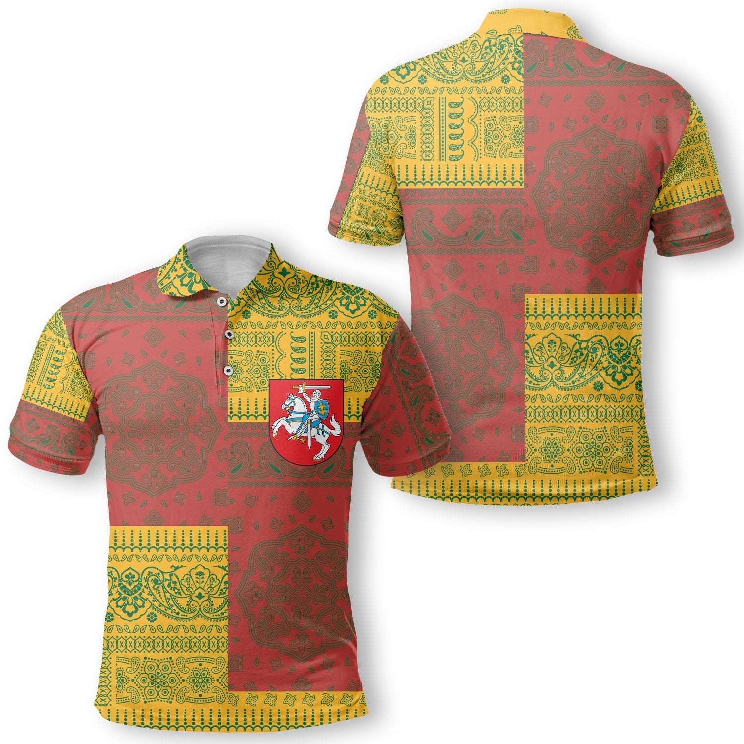 Lithuania Polo Shirt Flag And Paisley Basic Style 1