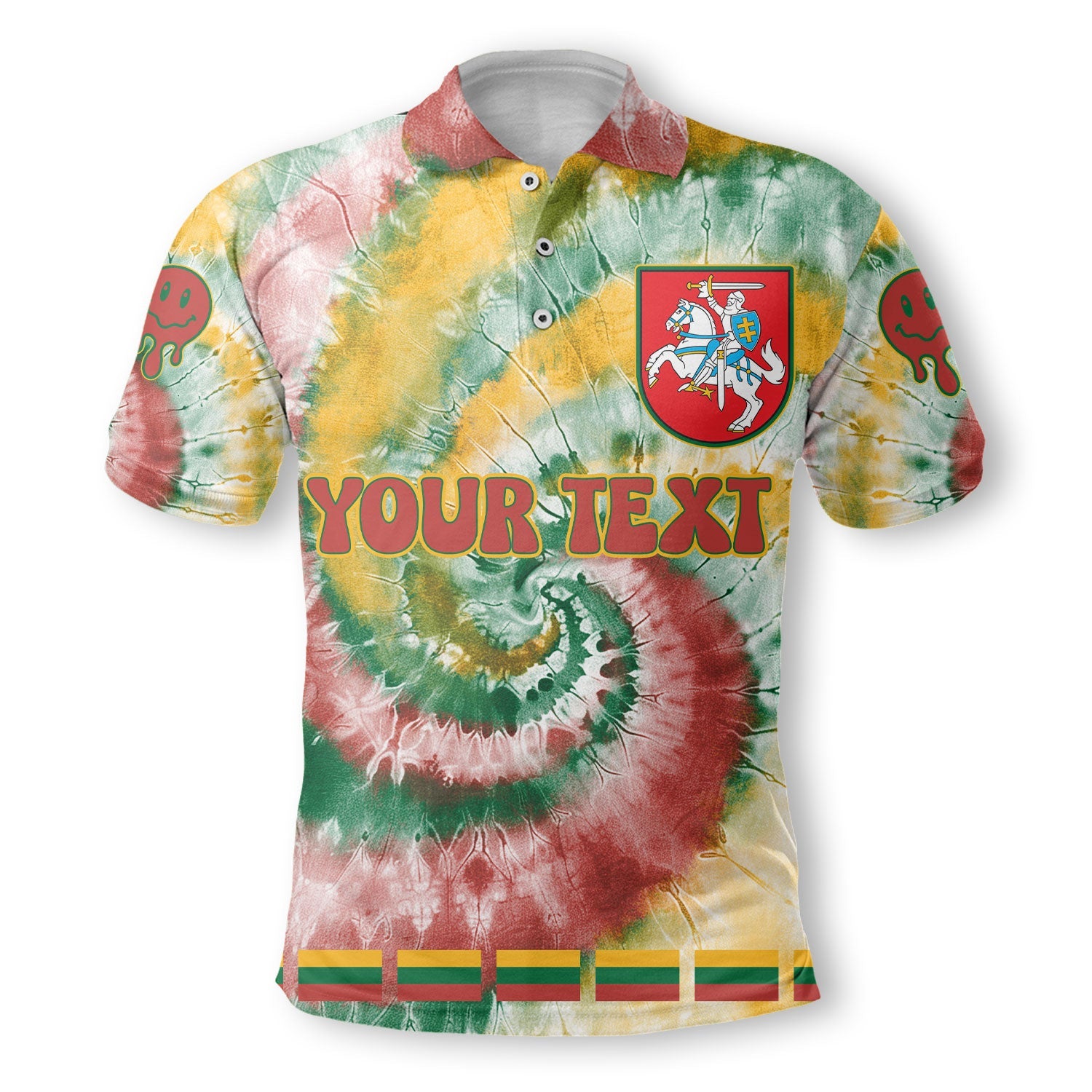 Lithuania Polo Shirt Custom Tie Dye Style 2