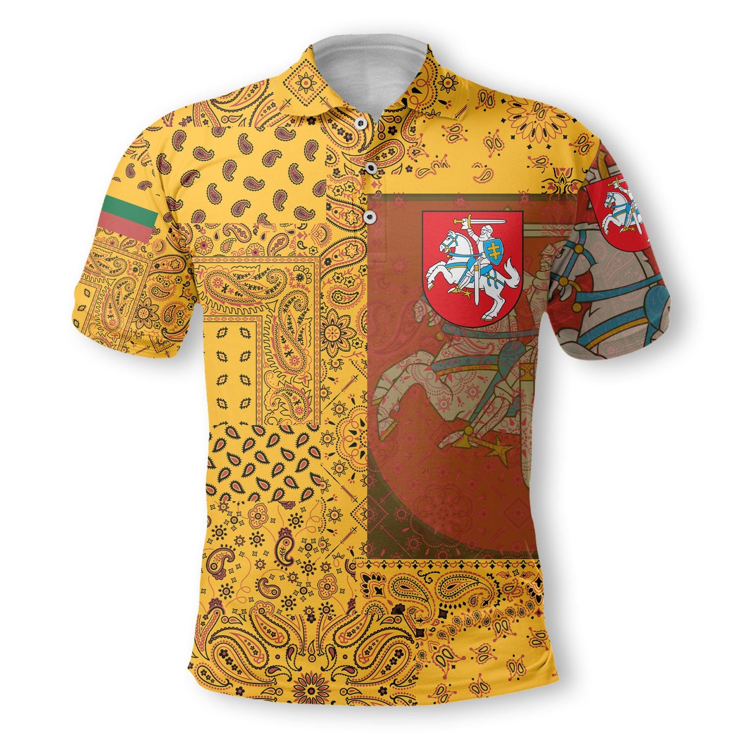 Lithuania Polo Shirt Paisley Flag And Skull Style 2