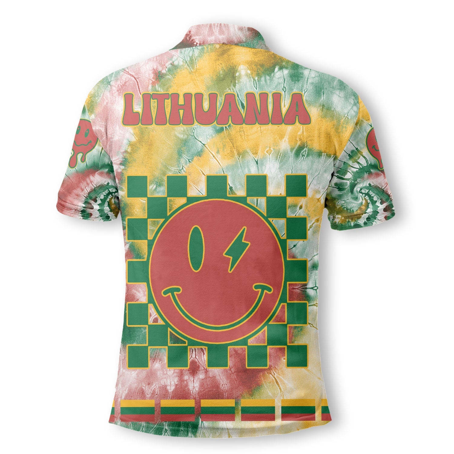 Lithuania Polo Shirt Custom Tie Dye Style 3