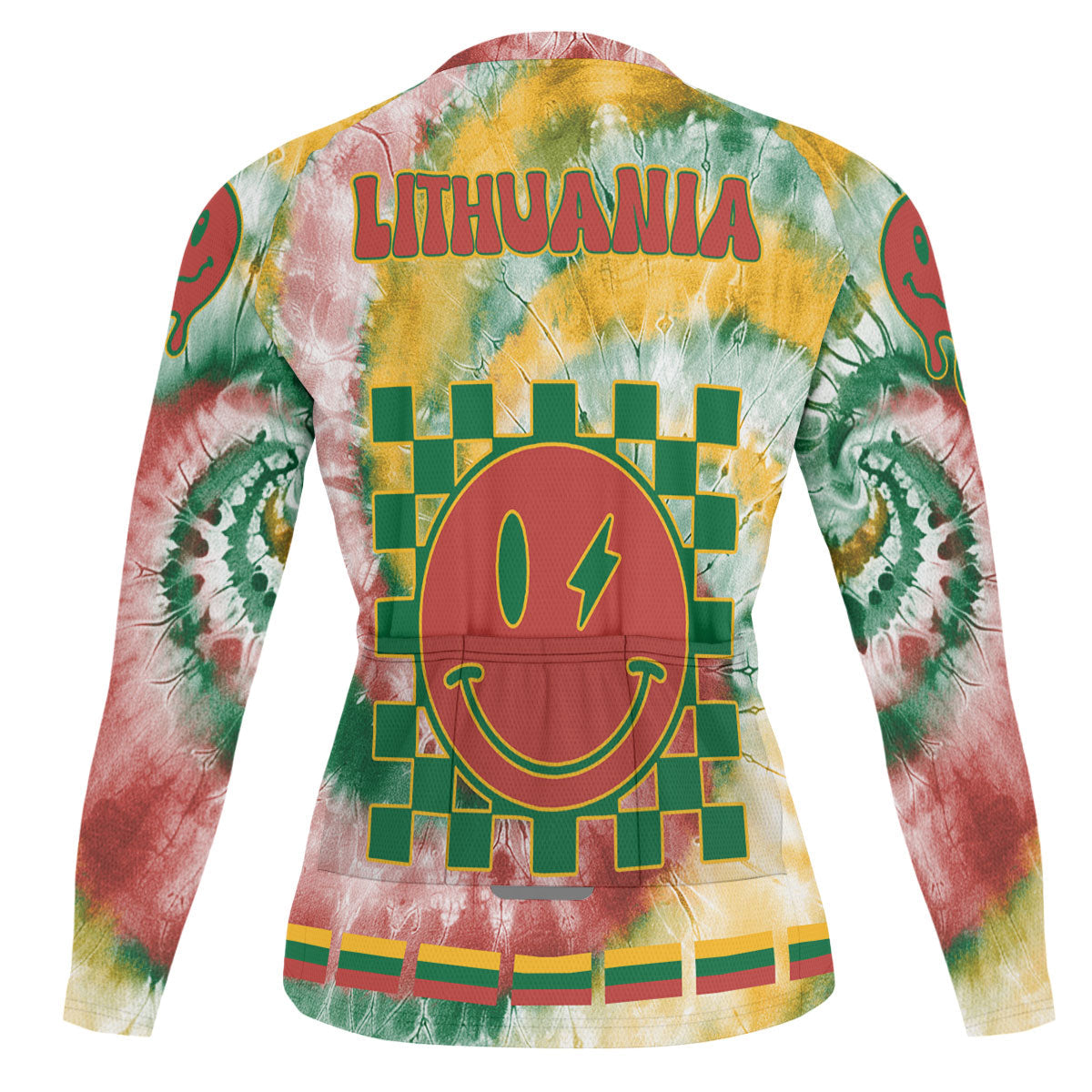 Lithuania Raglan Men Cycling Jersey Long Sleeve Custom Tie Dye Style 1