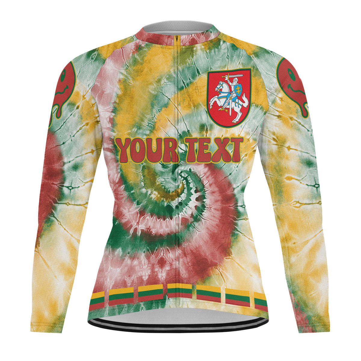 Lithuania Raglan Men Cycling Jersey Long Sleeve Custom Tie Dye Style 2