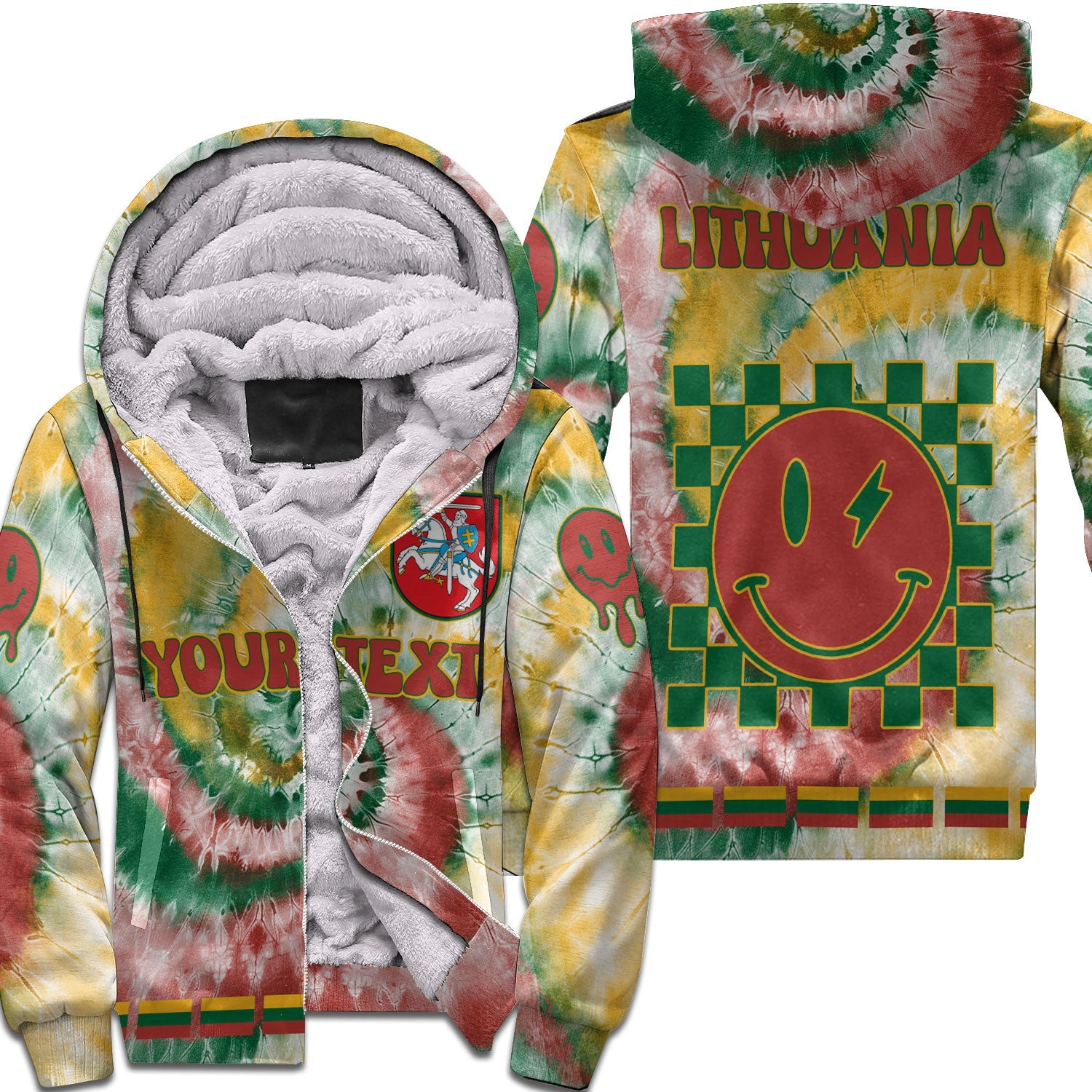 Lithuania Sherpa Hoodie Custom Tie Dye Style 1