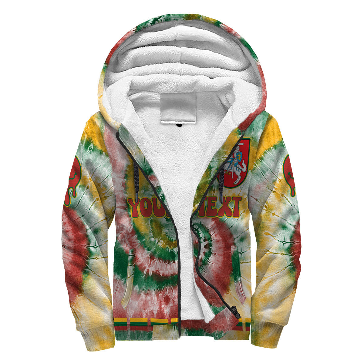 Lithuania Sherpa Hoodie Custom Tie Dye Style 3