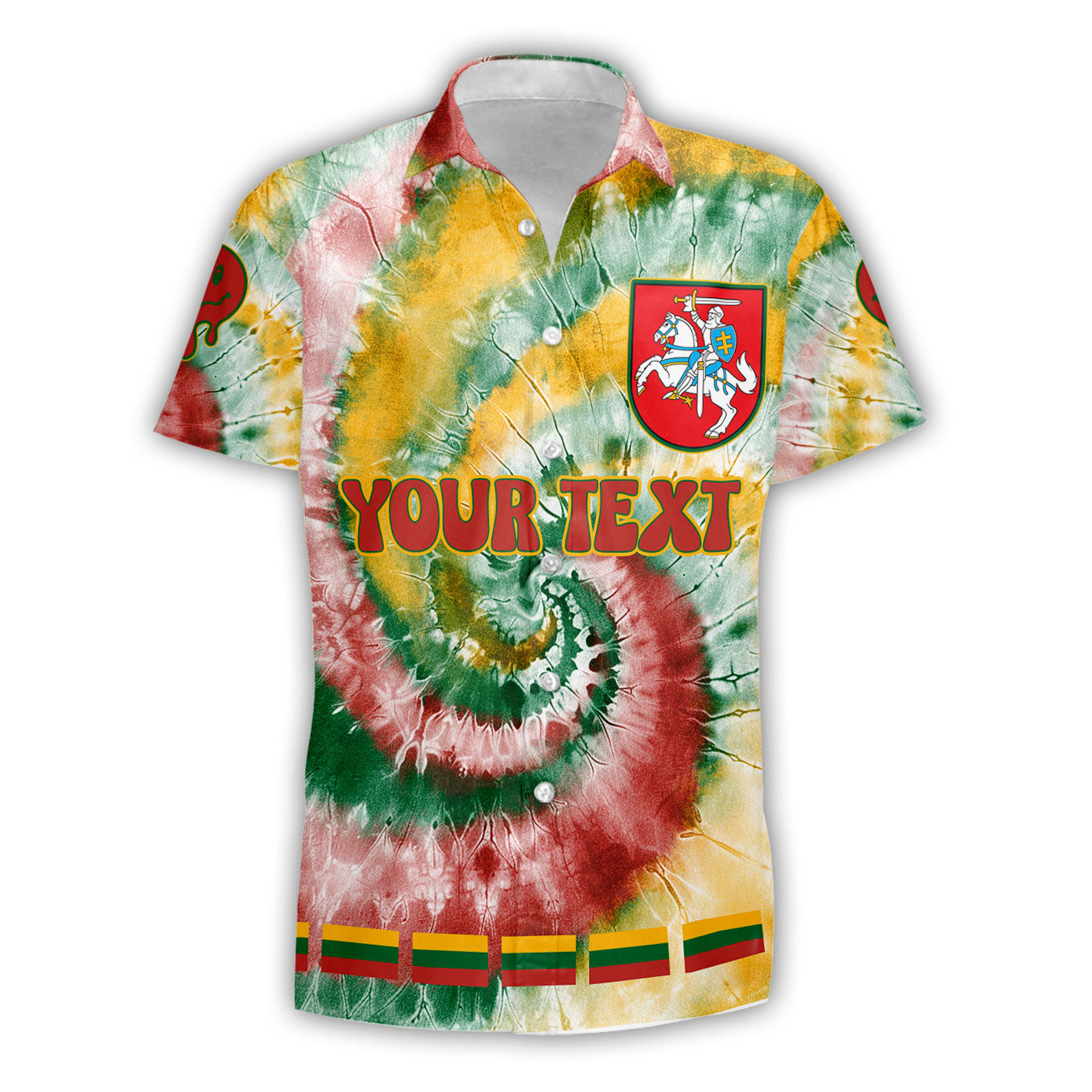 Lithuania Short Sleeve Shirt Custom Tie Dye Style 1