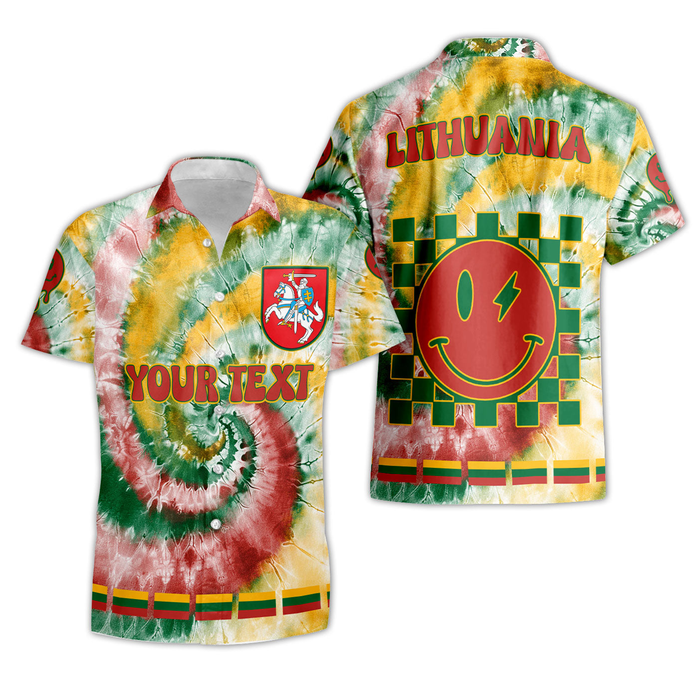 Lithuania Short Sleeve Shirt Custom Tie Dye Style 3