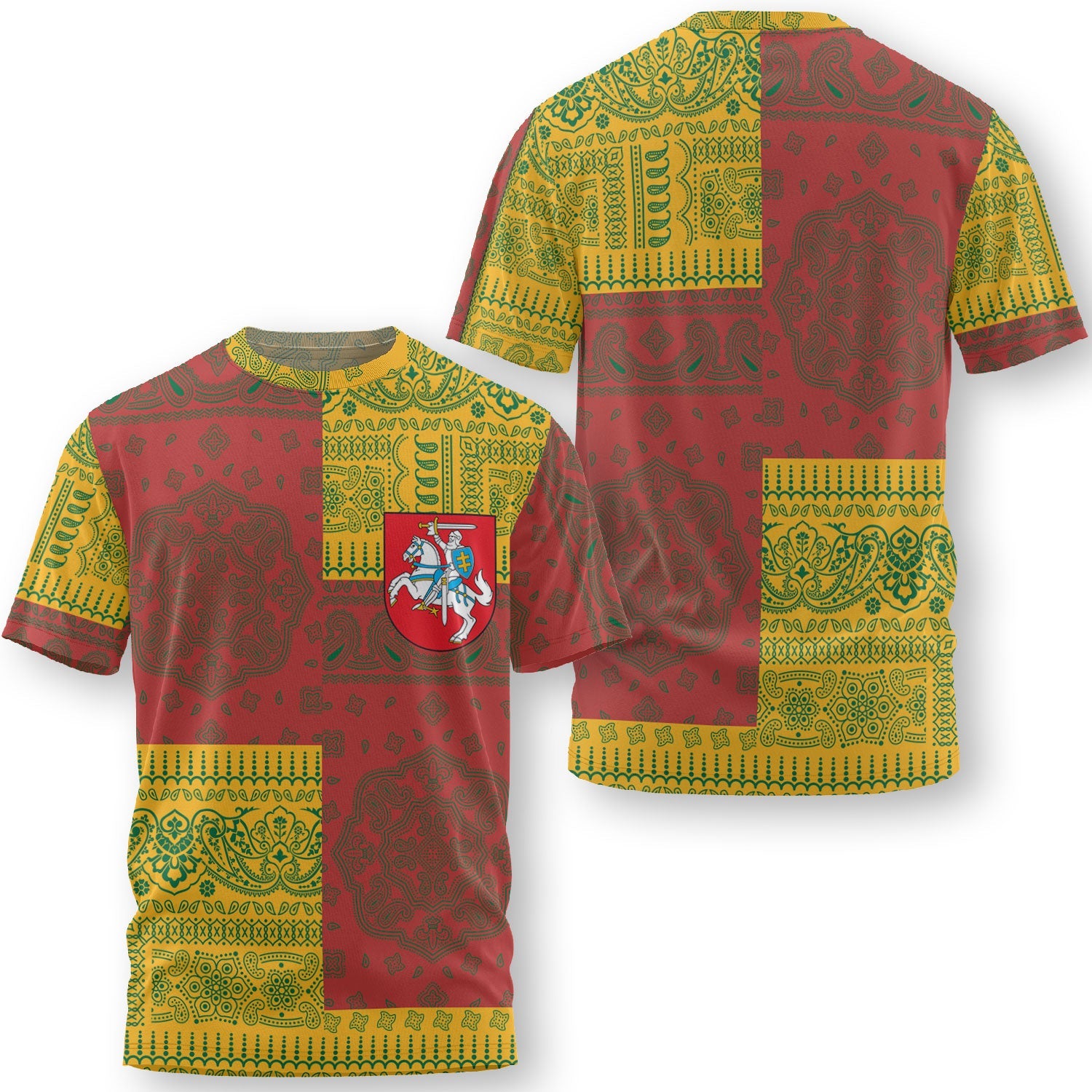 Lithuania T Shirt Flag And Paisley Basic Style 1