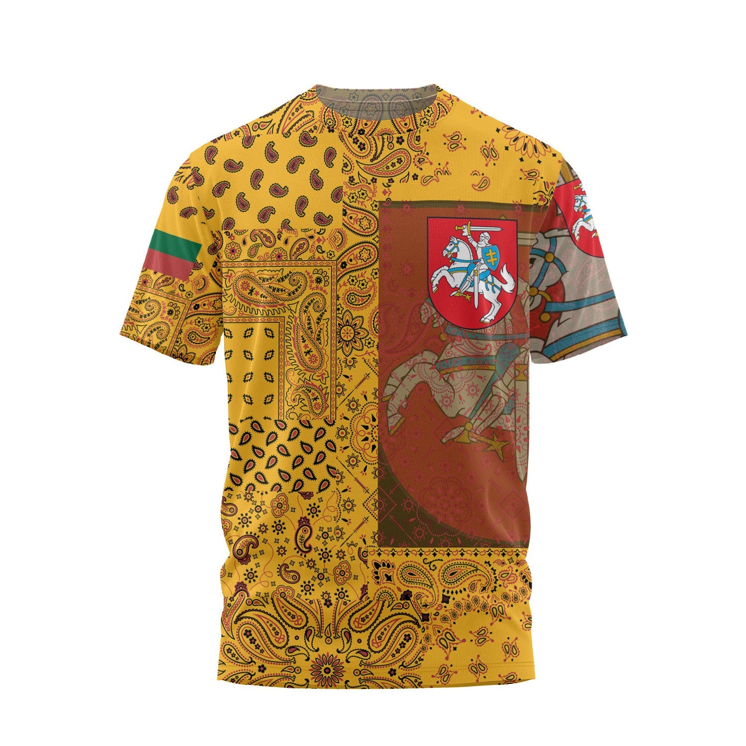 Lithuania T Shirt Paisley Flag And Skull Style 1