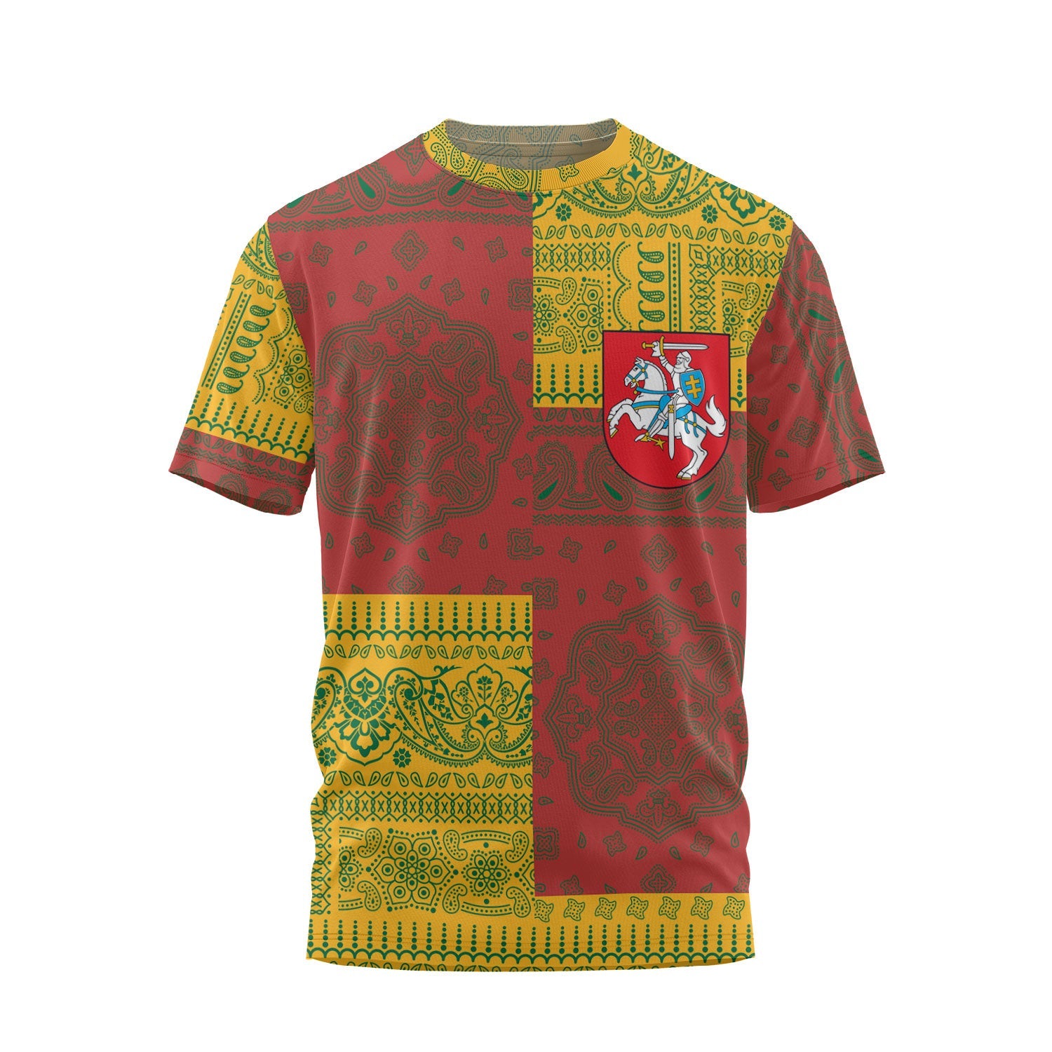 Lithuania T Shirt Flag And Paisley Basic Style 2