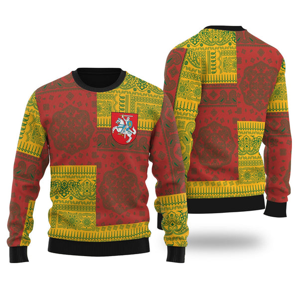 Lithuania Ugly Sweater Flag And Paisley Basic Style 1