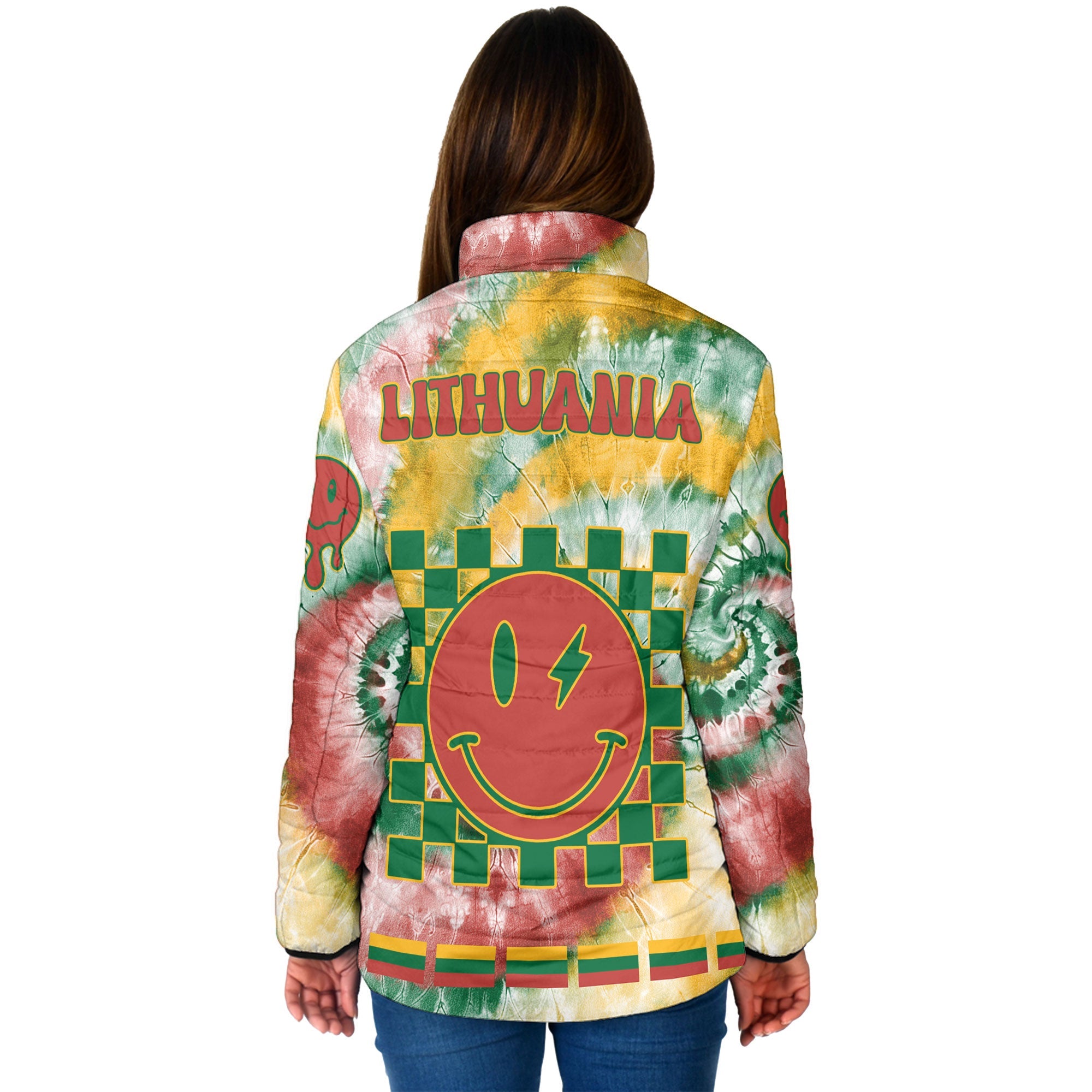 Lithuania Women Padded Jacket Custom Tie Dye Style 2