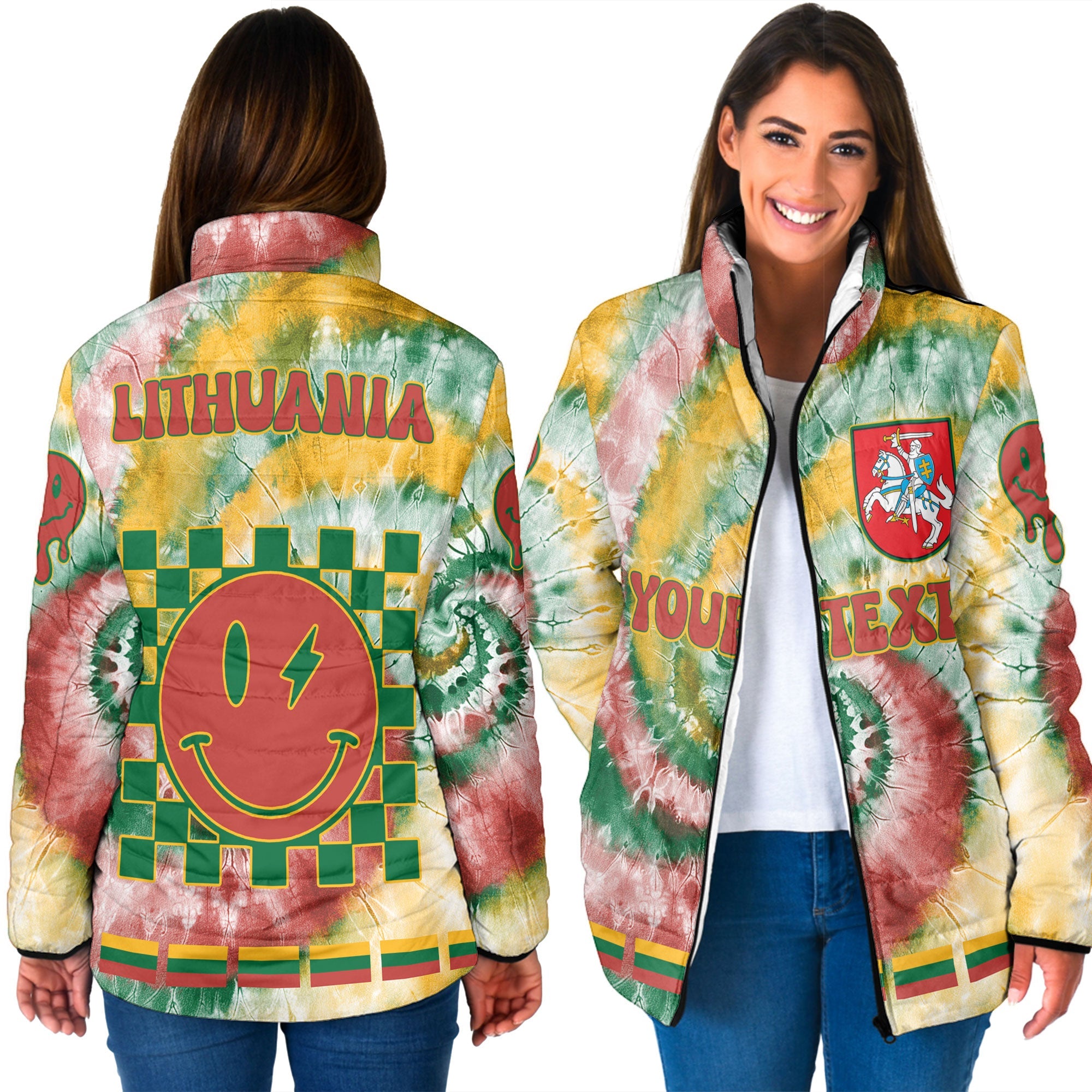 Lithuania Women Padded Jacket Custom Tie Dye Style 3