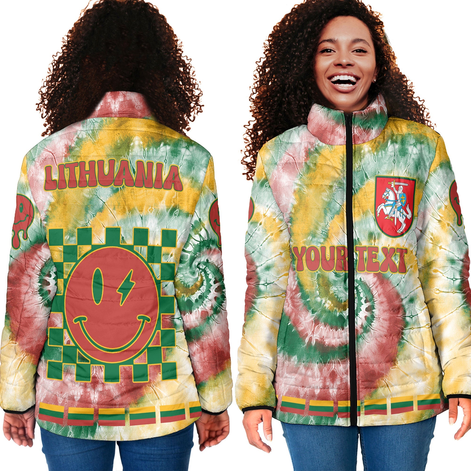 Lithuania Women Padded Jacket Custom Tie Dye Style 4