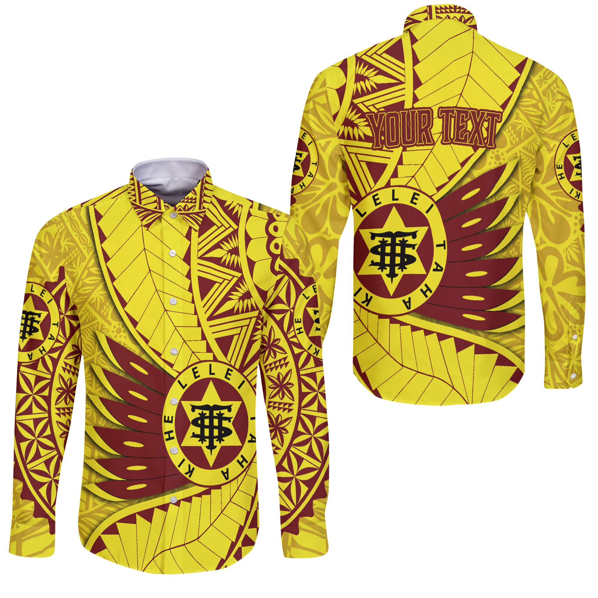 Custom Tonga High School Long Sleeve Button Shirt Tonga Golden Style