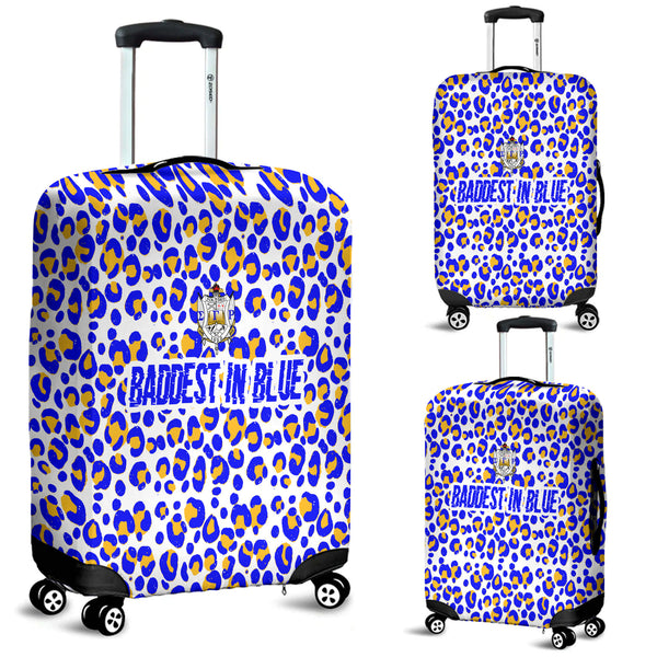 Sigma Gamma Rho Luggage Cover Baddest in Blue Leopard Print  Style