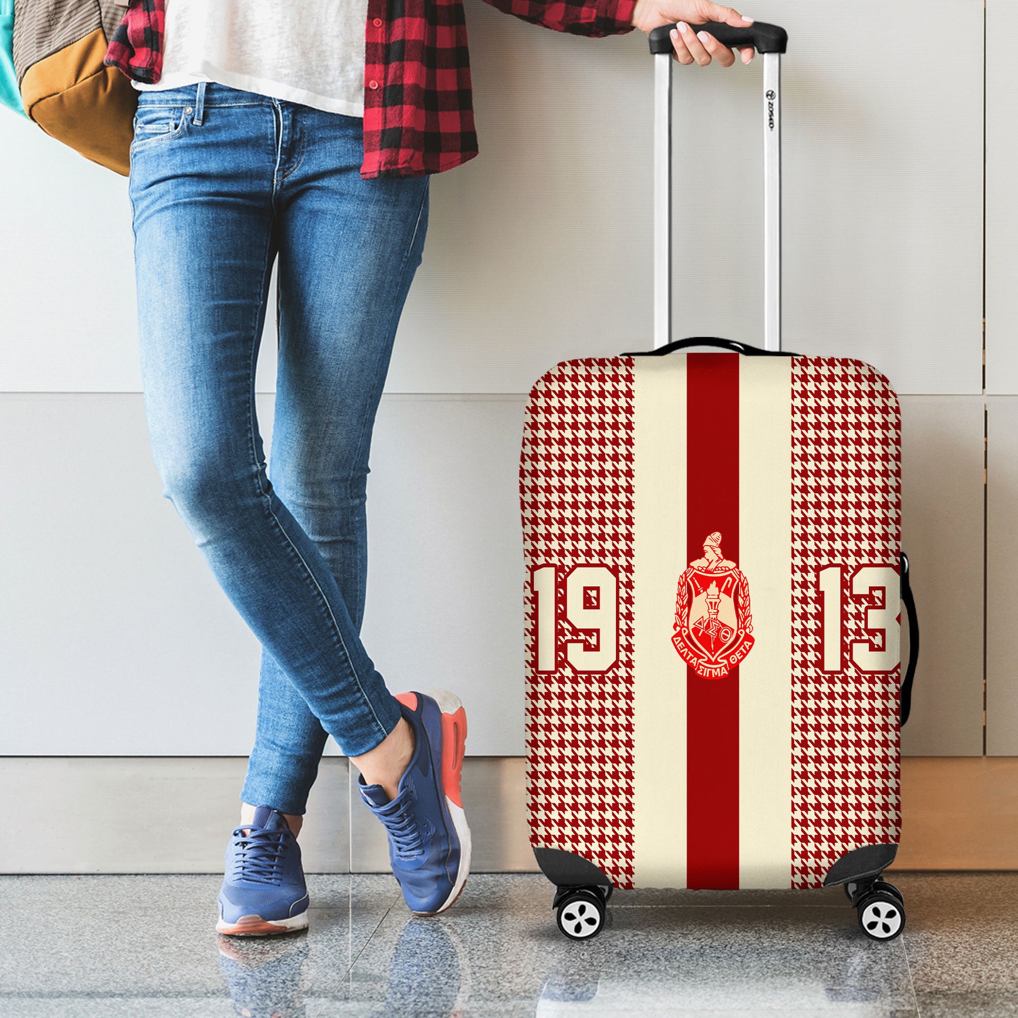 Delta Sigma Theta 1913 Luggage Cover Houndstooth Style