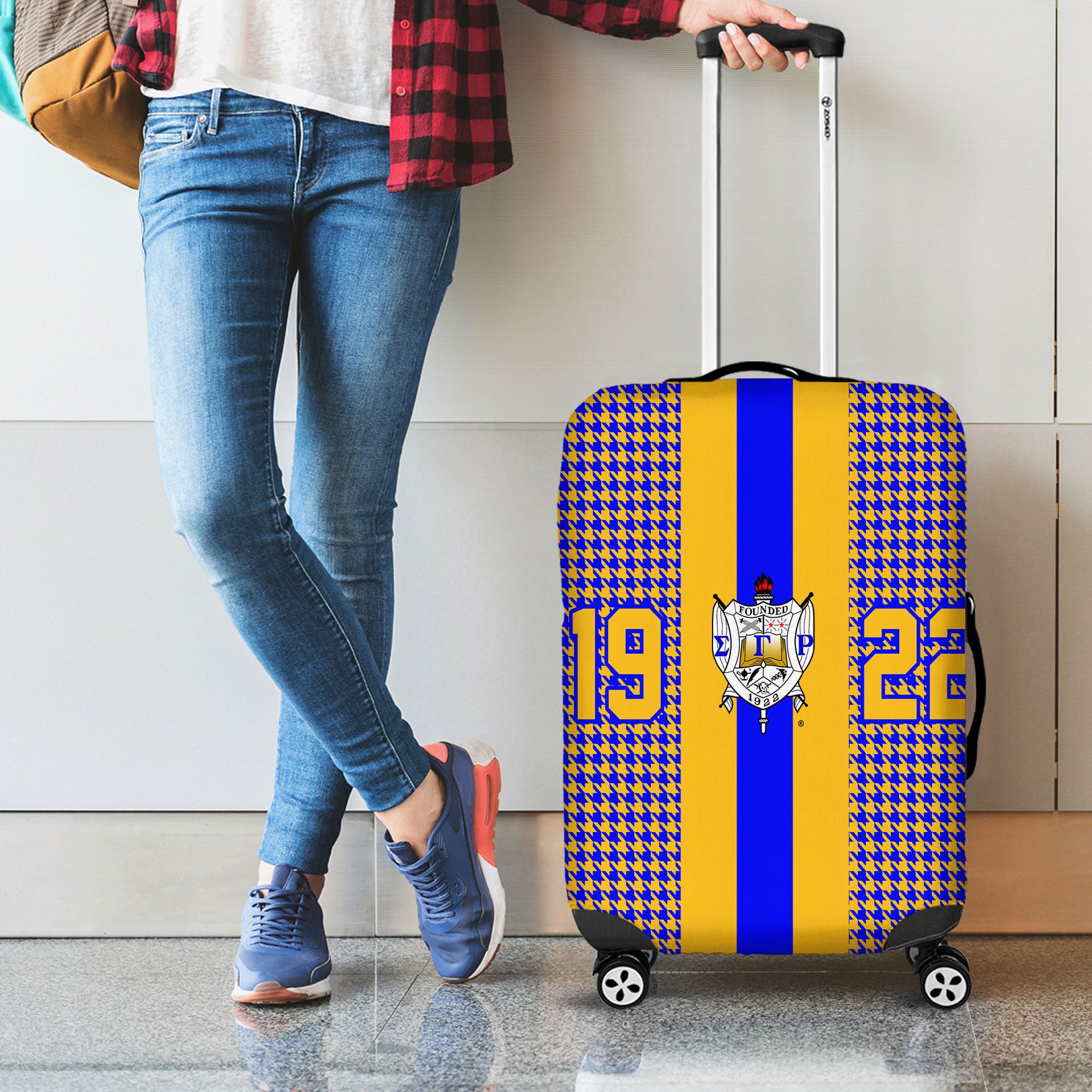 Sigma Gamma Rho 1922 Luggage Cover Houndstooth Style